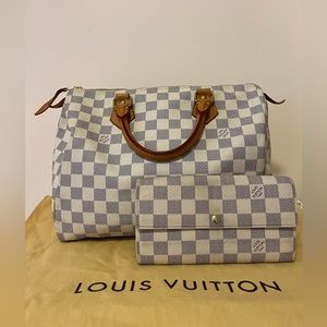 Louis Vuitton Damier Azur Speedy 30 with matching wallet